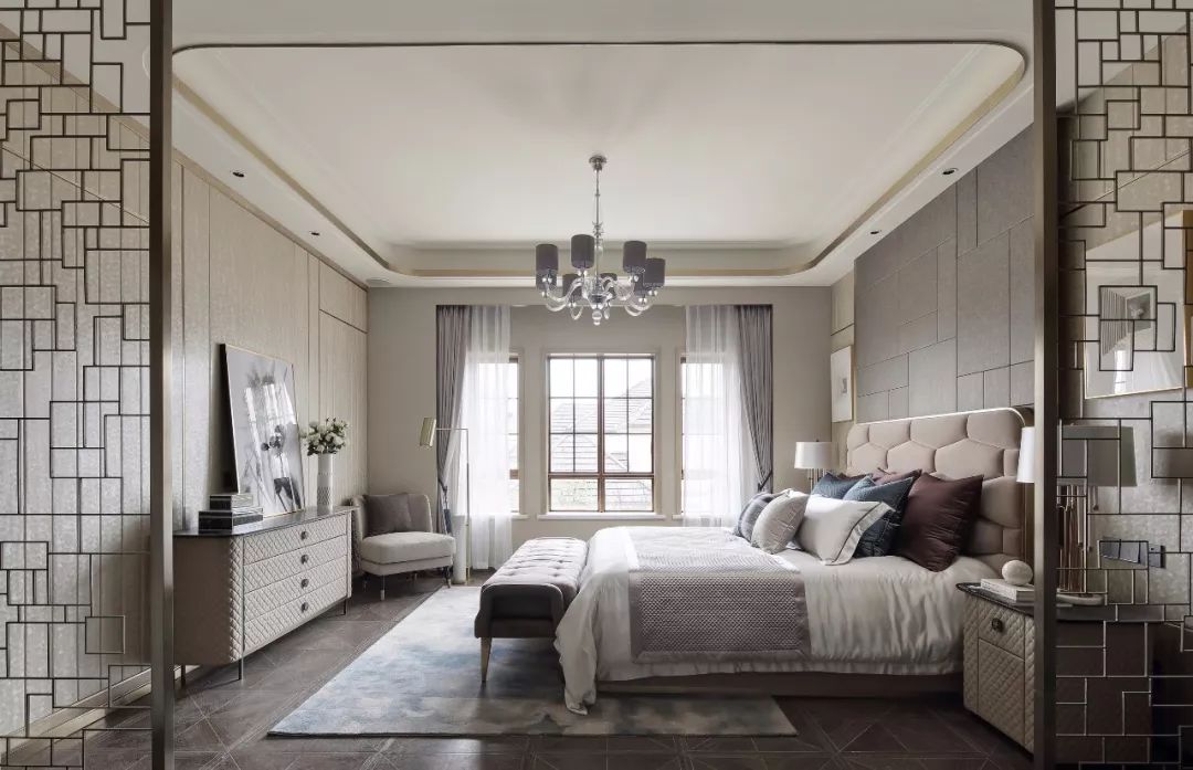 装修案例现代轻奢风格室内装修效果图-主卧 装修案例现代轻奢风格室内装修效果图-主卧